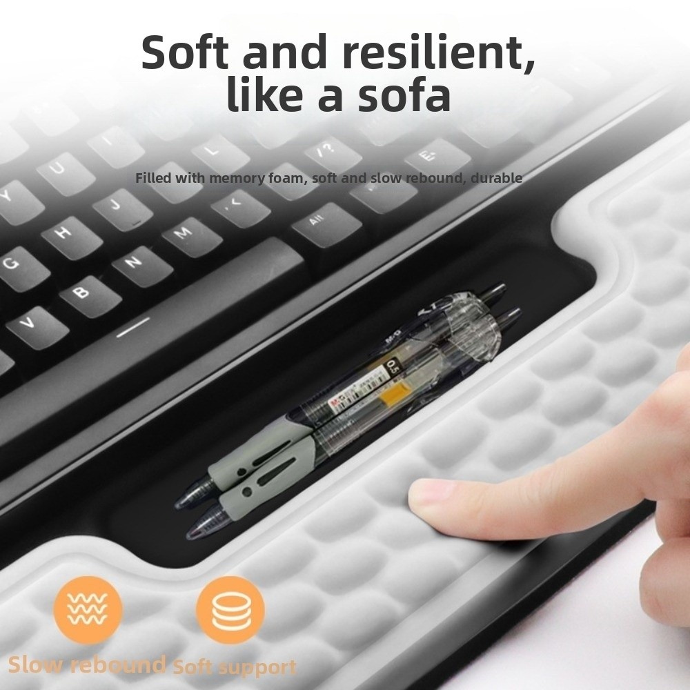 Keyboard Wrist Pad Leather - ขาตั้งคีย์บอร์ดแบบบูรณาการพร้อมแผ่นรองข้อมือปรับเอียงได้ นุ่มสบาย ไม่ลื่นไถล พกพาสะดวก ออกแบบตามหลักสรีรศาสตร์ เหมาะสำหรับใช้งานในสำนักงาน