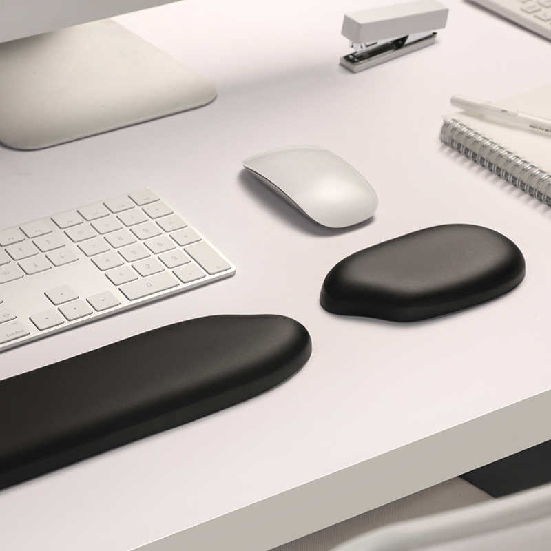Keyboard Wrist Pad Leather - แผ่นรองเมาส์ซิลิโคนทำจากข้าวที่พักแขนที่วางแขนที่รองข้อมือแผ่นหนังสีขาวบริสุทธิ์