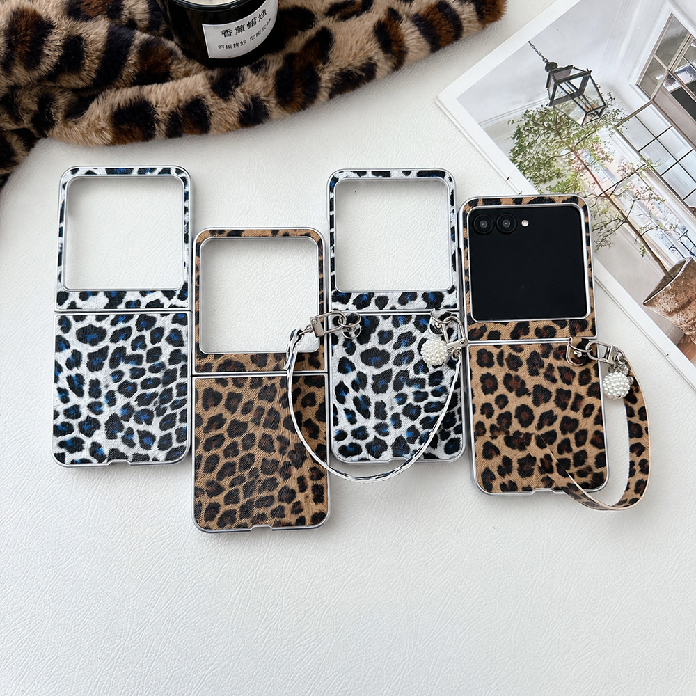 Tech Wear Accessories - เคสโทรศัพท์พับลายเสือดาวสำหรับโมโตโรล่า ราซ 60 50 อัลตร้าพร้อมสายรัดข้อมือแบบถอดได้ฝาครอบกันกระแทกป้องกันการตกกระแทก