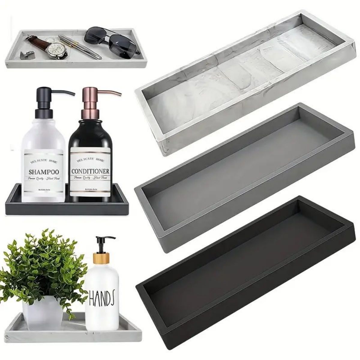 Tech Accessories For Office Desk - ถาดซิลิโคนอเนกประสงค์สำหรับวางบนโต๊ะ, ถาดเก็บของในห้องน้ำ/สำนักงานสำหรับเครื่องเขียน, เครื่องสำอาง, อุปกรณ์ขนาดเล็ก, ที่จัดระเบียบ