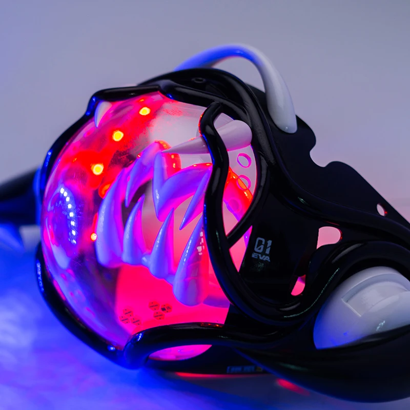 Tech Wear Accessories - Cyberpunk สไตล์ LED Mech หน้ากากอะนิเมะปีศาจคอสเพลย์ชุดเรืองแสงอุปกรณ์เสริม Rave/DJ/ฮาโลวีน