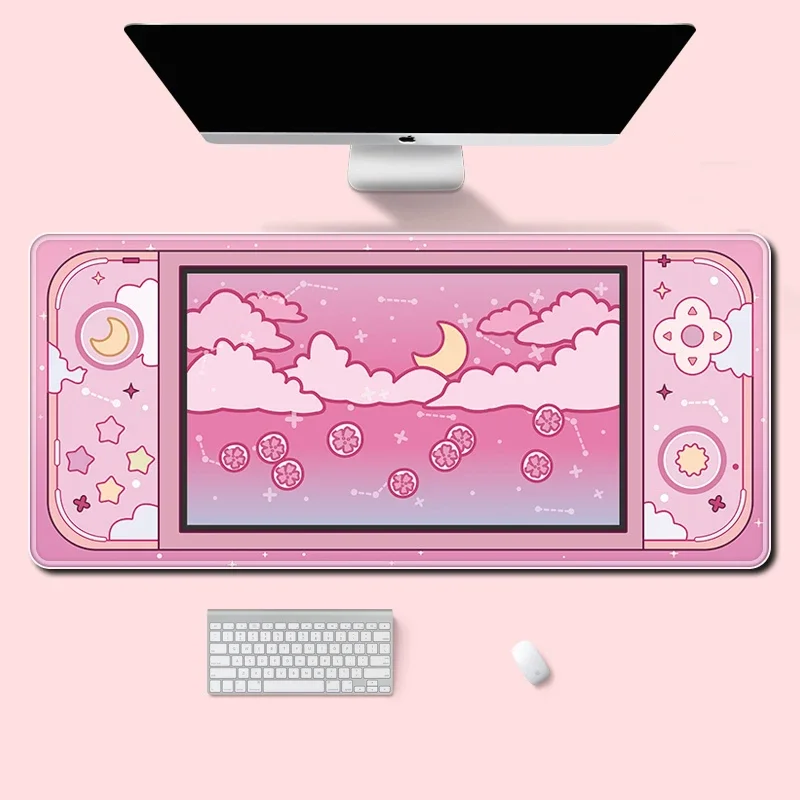Tech Table Accessories - ดวงจันทร์และดาวขนาดใหญ่โต๊ะ Kawaii Aesthetic Mouse Pad น่ารัก