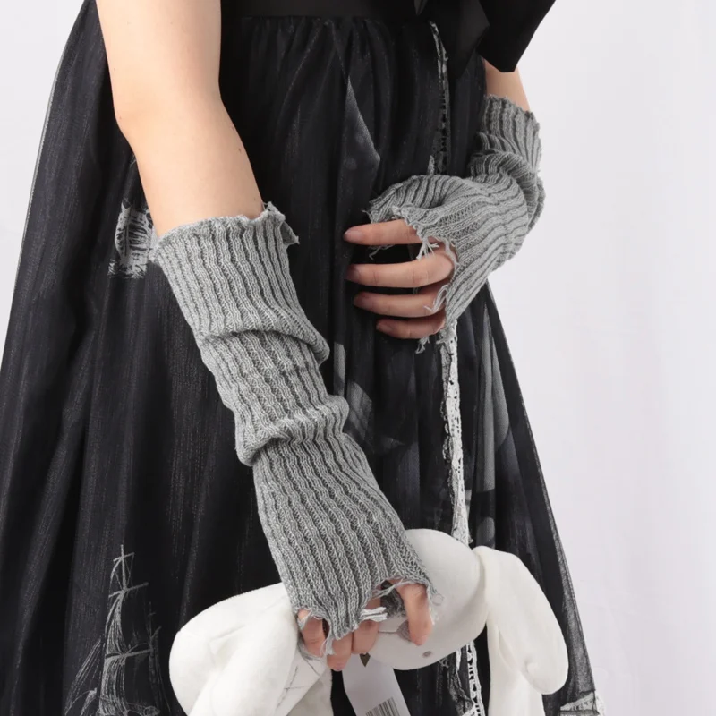 Tech Wear Accessories - 1 คู่ Punk หักถุงมือ Unisex ถัก